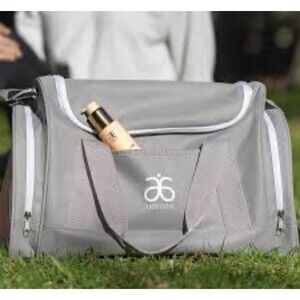 NEW Arbonne Duffle Bag Gym Overnight Grey & White Canvas Great Size!